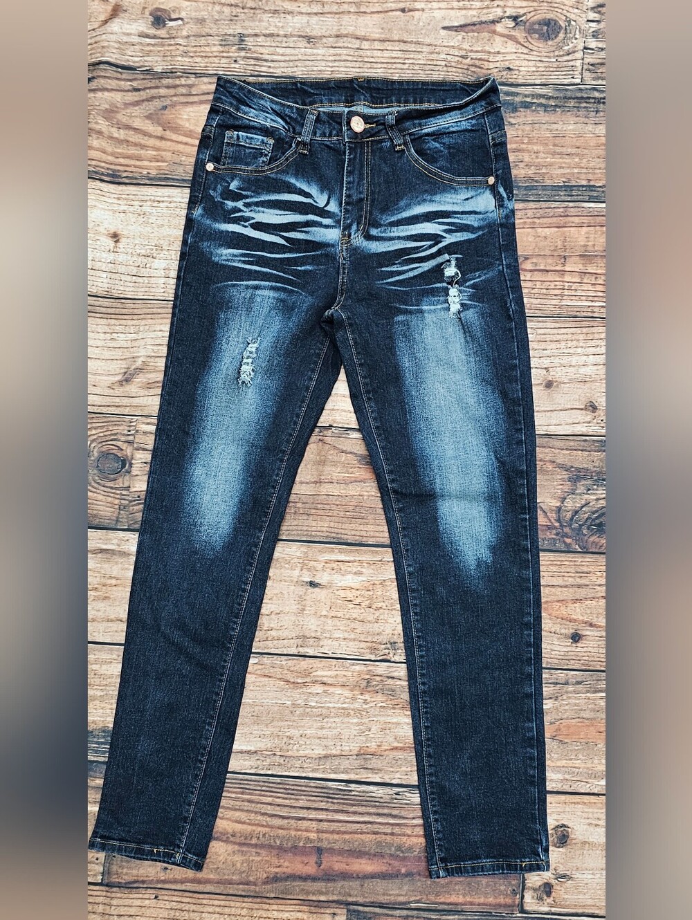 Junbaoss Slim Fit Stretch Ripped Skinny Faded Jeans Men's Size 30x30 Distressed